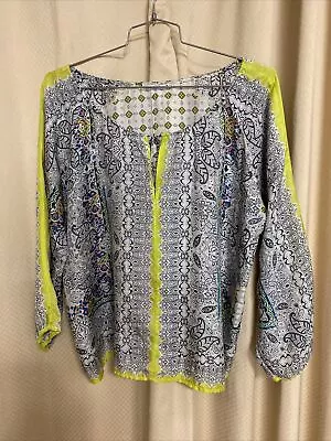 Johnny Was Pure Silk Made In Usa Sz Medium 12 14 Floral Blouse • $75