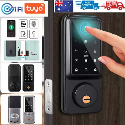 Wifi Smart Door Lock Front Deadbolts APP Fingerprint Card Keyless Digital Keypad • $107.83