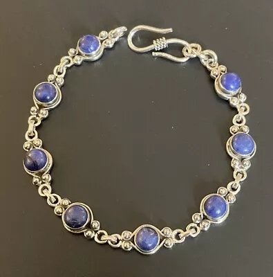 Sterling Silver Lapis Lazuli Bracelet 925 • £24.99