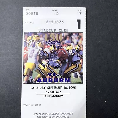 1995 Auburn Vs LSU Football Stadium Club Ticket Stub September 16thTiger Stadium • $8.95
