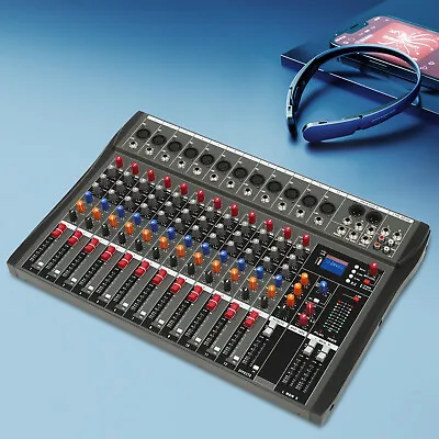 12 Channel Sound Audio Mixer Bluetooth USB DJ Live Studio Mixing Console Amplifi • £135.85