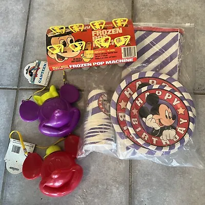 Disney Mickey Mouse Birthday Table Settings For 8 &2 Canteens Frozen Pop Molds • $25