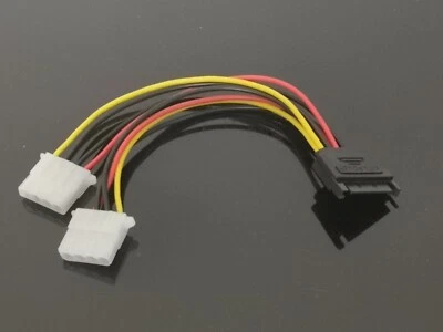 $4.79 • Buy 1x 15 Pin SATA Male To 4 Pin Molex 2 Female IDE HDD Power Hard Drive Cable