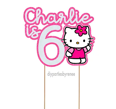 Cake Topper - Themed - 20+ Colours - Hello Kitty Cake Topper - Any Name/Age • $24