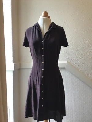 £15 • Buy Charlotte Halton  Brown Silk Shirt Dress 