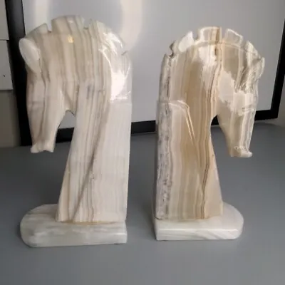 Unbranded Vintage Marble Trojan Horse Head 9  Bookends Used • $28.28