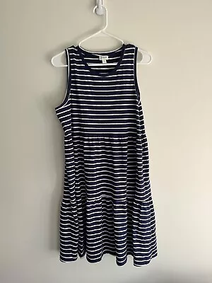 J. Crew Sleeveless Navy/White Stripe Nautical Ruffle Dress - Small • $25