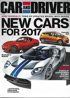 Car & Driver 2016 Sept - Mazda Mx-5 Miata Rf Boltaudi A5/s5 Bentley Mulsanne • $7.99