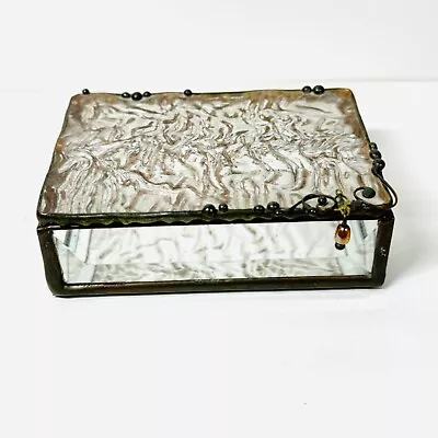 Vintage 1994 Art/Faceted Glass Metal Jewelry Box Artist Signed • $37.95