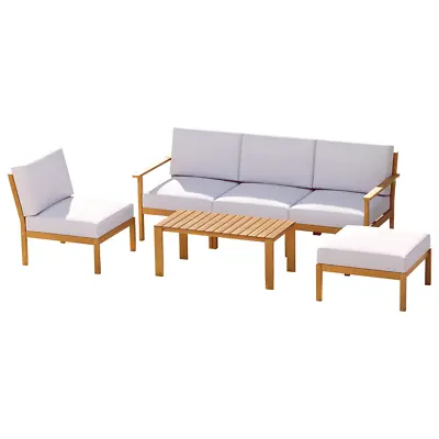 $973.01 • Buy 6pcs Outdoor Sofa Set 5-Seater Wooden Lounge Setting Garden Table Chairs