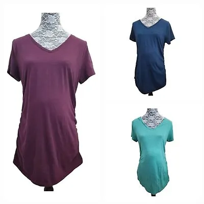 Lot Of 3 Liz Lange Maternity V Neck Shirts Ruched Sides Size Large • $10