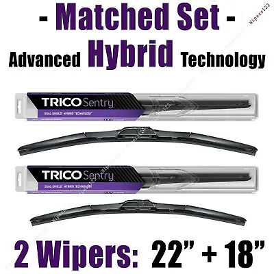 Matched Set Of 2 Hybrid Wipers 22 +18  Trico Sentry Wiper Blades - 32-220 32-180 • $23.36