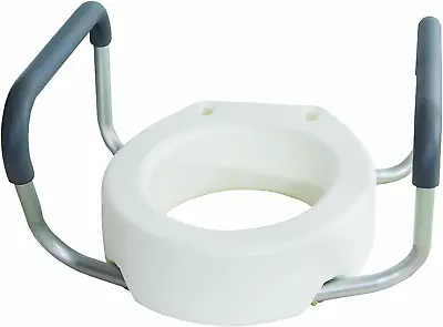 Raised Toilet Seat With Arms Elongated For Elderly Handicap Bathroom Riser Lift • $61.78
