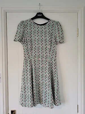 Zara Green Mix Toucan Bird Print Skater Dress Size S 8. Boho Hippy Holiday  • £9.99