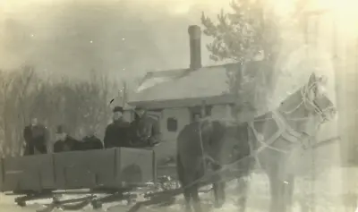 Antique RPPC Horse Drawn Wagon Sleigh Sled Men Winter Snow Coats Hats #16 • $4.99