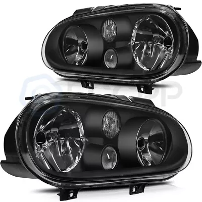 Headlights Assembly For Volkswagen Golf Cabrio 1999-2006 Black Halogen Lamp Pair • $71.38