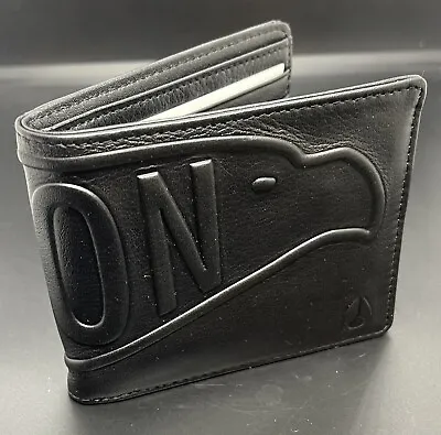 Nixon Graven Eagle Money Bi-fold Black Leather Nylon Zip Coin Pouch Wallet • $29