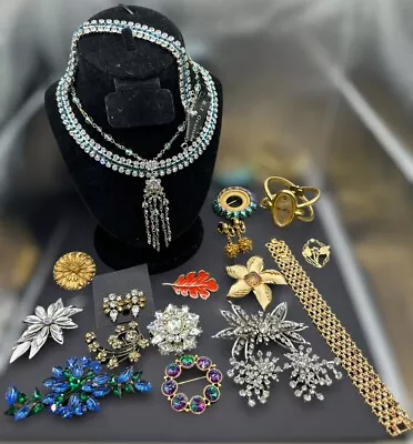 Vintage To Now Designer Jewelry Lot Mix Necklace Rhinestone Brooch Costume Pin • $225