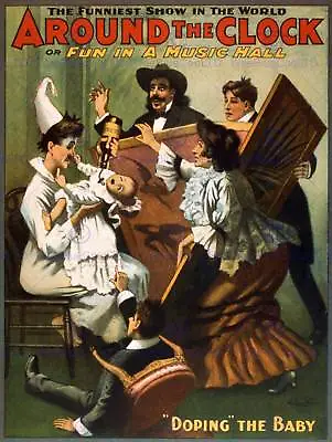 Stage Comedy Around Clock Baby Music Hall Farce Usa Vintage Poster 929py • £11.99