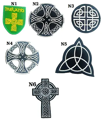 £1.99 • Buy Celtic Cross Ireland Triquetra Christian Knot Goth Embroidered Sew Iron On Patch