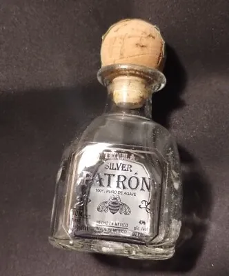 ⭐⭐⭐⭐⭐ Patron Tequila Silver 50mL Mini Empty Bottle With Cork 🐝🐝🐝 • $12.90