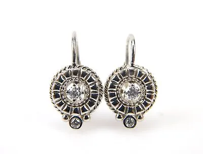 Designer's Penny Preville 18K White Gold Diamond Round Fluted Earrings Jewelry • $1400