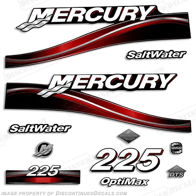 Fits 2005 Mercury Red 225hp Saltwater Optimax Outboard Decals Reproductions • $104.95