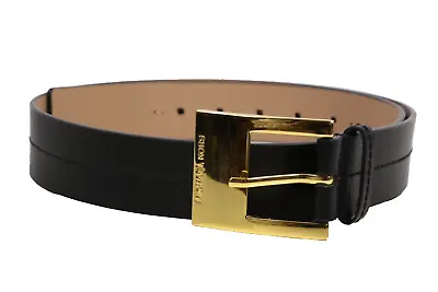 MICHAEL KORS Black Faux Leather Gold Buckle Belt Size M • $29.99