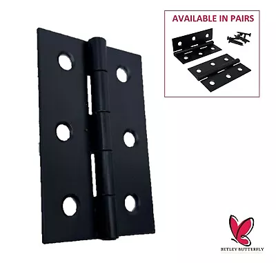 3  Door Butt Hinge (75mm) MATT BLACK Multiple Packs Internal Doors + SCREWS • £4.50