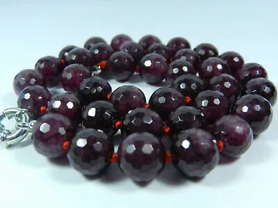 Long 22 Inches 8mm Faceted Garnet Red Gemstone Round Beads Necklace AAA • $4.88