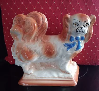 ANTIQUE  POTTERY WALLY Staffordshire Mantle Pekinese Dog Circ. 1910 Vgc • £10