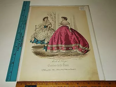 Rare Antique 1865 Hand Colored Corriere Delle Dame Mode Di Parigi Art Print • $19.95