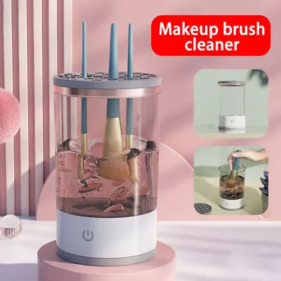 Electric Makeup Brush Cleaner Machine Fast Automatic Brush Cleaning Holder Dryer • £8.99