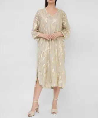 MARINA RINALDISILK Blend Dress In Gold Size MR 25 16W US 46 DE 54 IT • $145