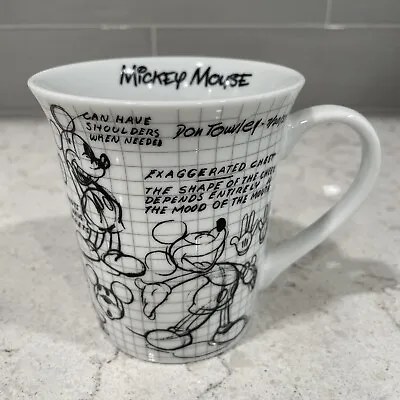 NEW Sketch Book DISNEY MICKEY MOUSE Mug Coffee Cup Black & White INSIDE PRINT • $11.99