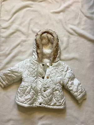 Baby Girl Coat 3-6 Months Fleece Lined. Hood • £9