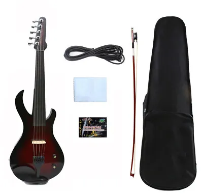 5 String Electric Violin 4/4 Solid Wood Ebony Fittings Big Jack Violin With Case • $272.09