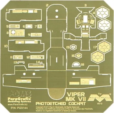 Battlestar Galactica - Viper Mk 7 Photoetched Cockpit - PGX144 • $39.95