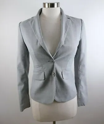 NEW New York & Co Womens Stretch Polyester LS Two Button Gray Blazer Jacket 0 • $21.23