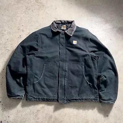 Vintage Carhartt Jacket Mens Large Black J02 Arctic Quilt Utility Work Coat J02 • $120