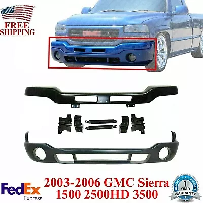 Front Bumper W/ Brackets + Lower Valance Primed For 2003-06 GMC Sierra 1500-3500 • $361.35