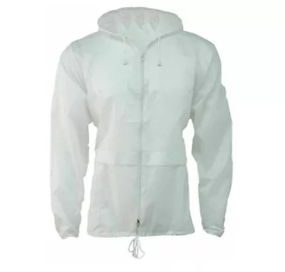 Unisex  WHITE  Light Weight Shower Proof  Jacket KAGOOL-SIZES-Small To 6 XL • £6.99