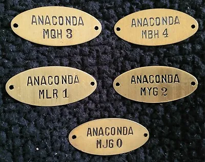 5 Vintage Anaconda Mining Company Copper Brass Locker Tool Check Out Tags  • $15