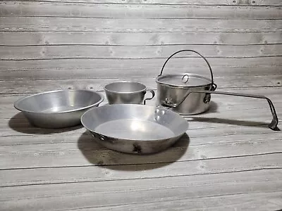 Vtg 30s 40s Boy Scouts Of America Wear-Ever Mess Kit Cook Set 5 Piece BSA • $69.76