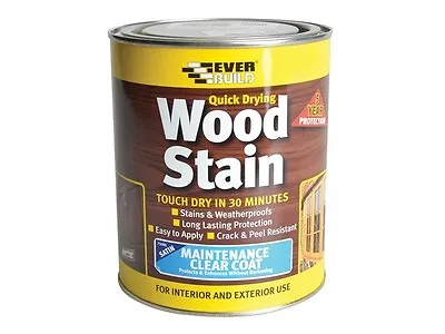 Everbuild Quick Drying Wood Stain 250ml Weatherproof Satin Many Colours • £6.50