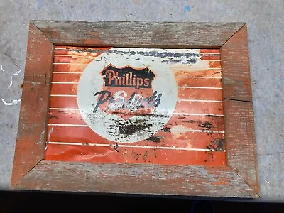 Vintage Phillips 66 Tin Can Sign Barnwood Framed • $35