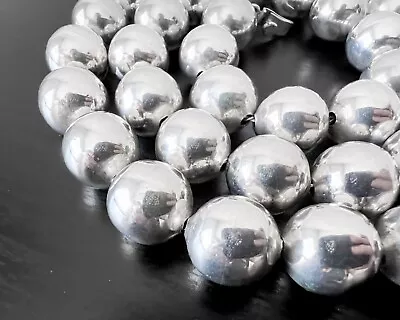 110g 14mm 25  Wide Large Modernist Sterling Heavy Bead Ball Design Vtg Necklace • $370