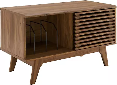 Render Mid-Century Modern 37  Vinyl Record Display Stand In Walnut 37 Inch • $222.99