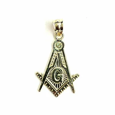 10k Yellow Gold Freemason Masonic Pendant Charm Fine Religious Gift Jewelry 1.3g • $85