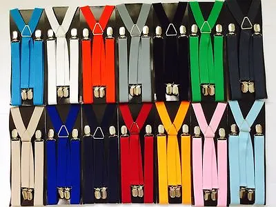Adult Braces Mens Unisex 4 Clip X Shape Adjustable  Suspenders • £4.45
